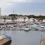 Yachts moored in the marina at Cala'n Bosch, Menorca, Balearic Islands