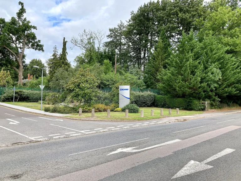 Entrance sign of the European Centre for Medium-Range Weather Forecasts (ECMWF)