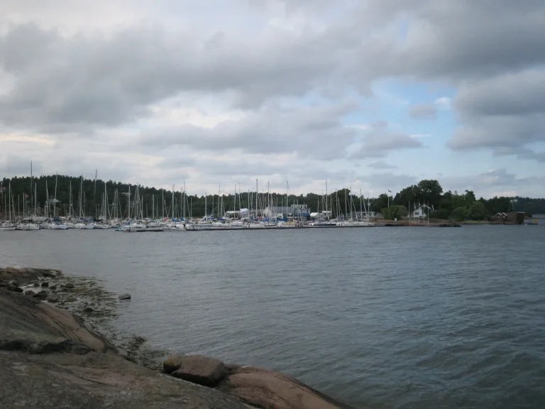 Sailing yachts moored at Tønsberg Seilforening, Fjærholmen, in the Oslofjord, Norway