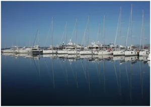Sailing yachts moored in Marina Kaštela near Split, Croatia