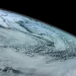 Satellite image of a deep low-pressure system over the North Atlantic