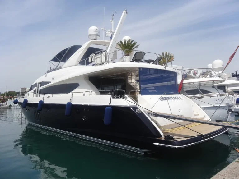 Superyachts moored in Port Vauban, Antibes, on the French Riviera