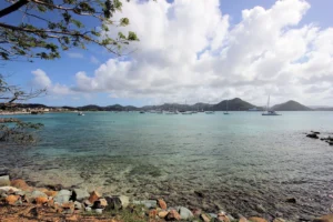 Yachts at anchor in Rodney Bay, Saint Lucia, after an Atlantic crossing